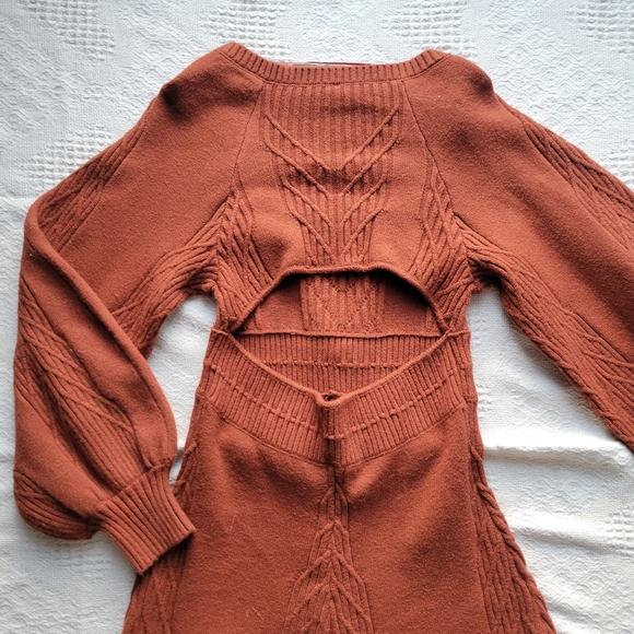 The Free People Emmaline Long Sleeve Sweater Dress in Cinnamon - Picture 7 of 13